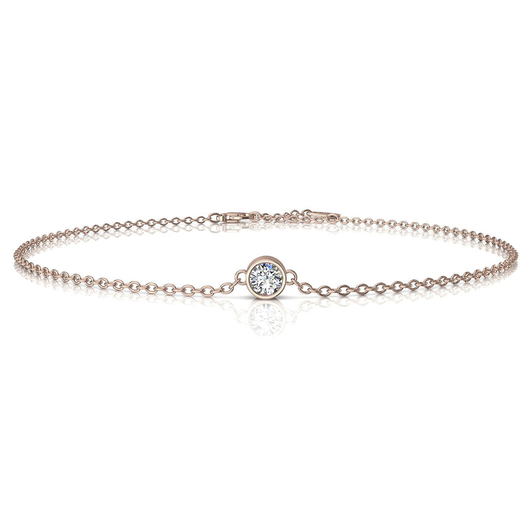 Bracelet diamant rond 0.10 carat or rose Angelica