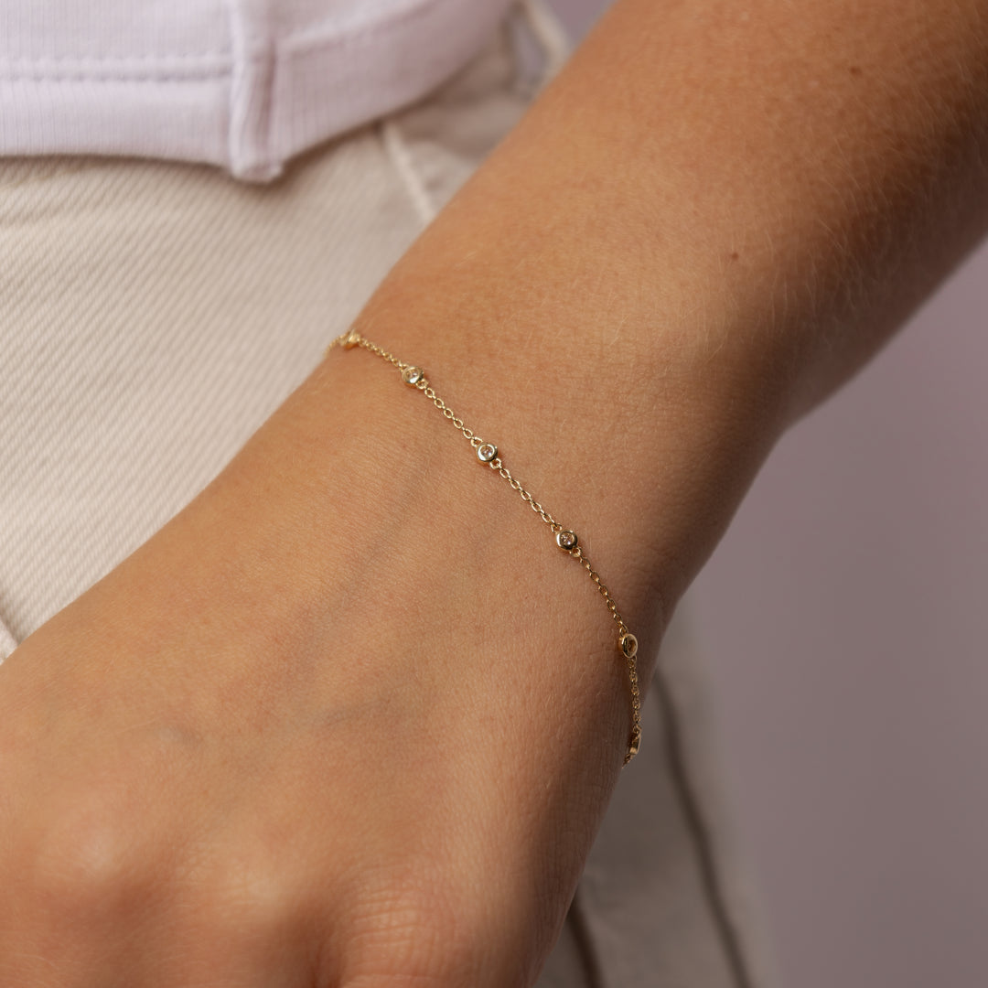 Bracelet diamants naturels ronds 0.30 carat or jaune Lidia