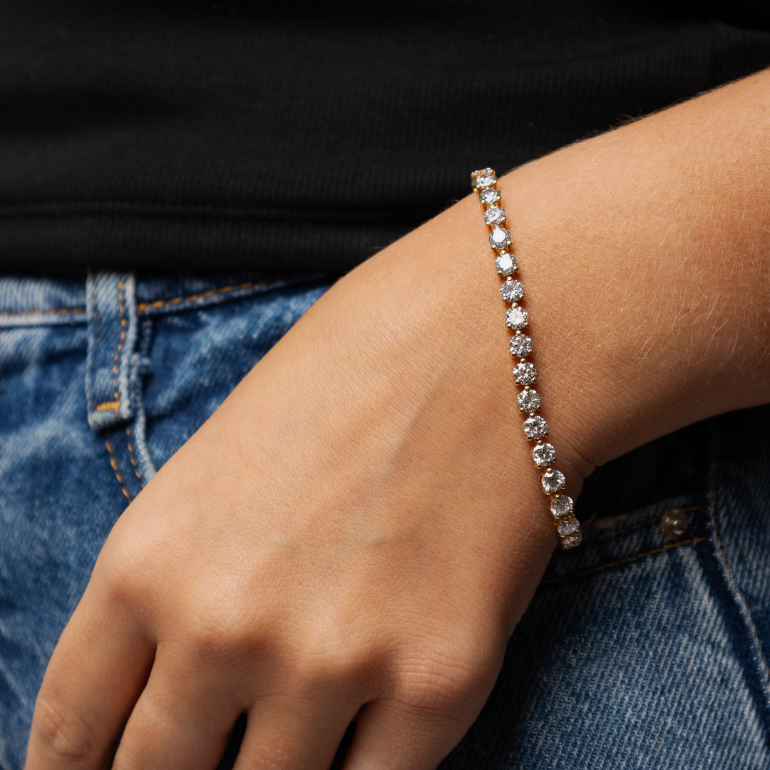 Bracelet diamants naturels ronds 10.83 carats or jaune Cristina