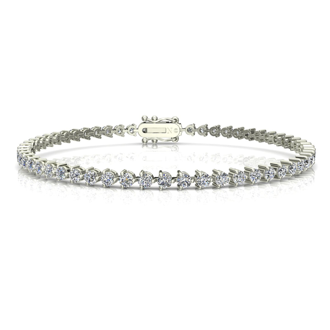 Bracelet diamants naturels ronds 2.79 carats or blanc Cristina