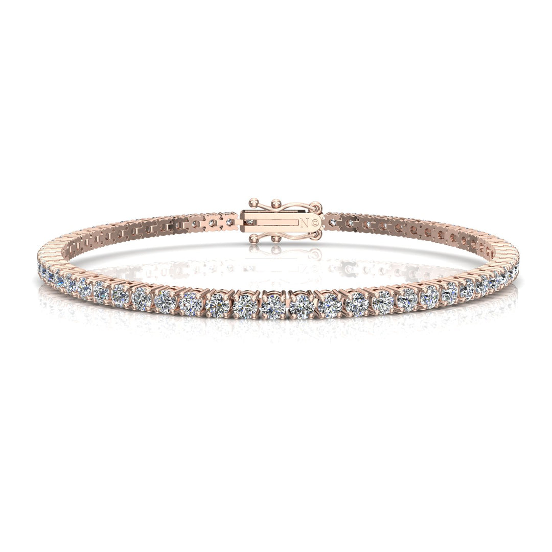 Bracelet diamants naturels ronds 3.14 carats or rose Ely