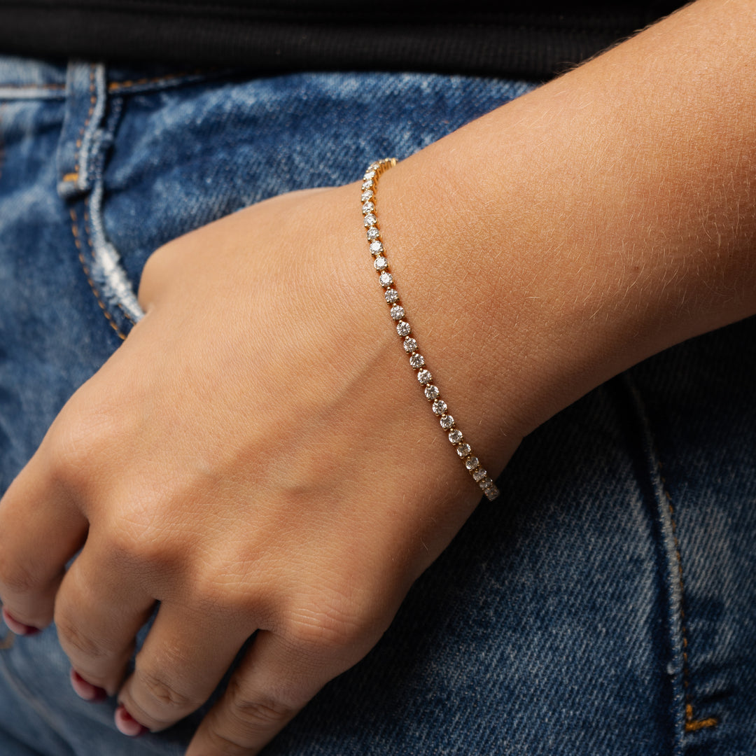 Bracelet diamants naturels ronds 3.80 carats or jaune Cristina