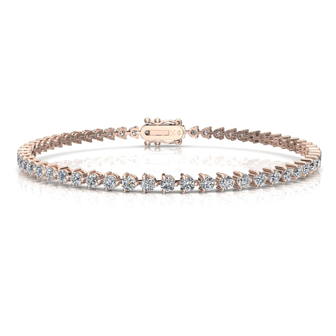 Bracelet diamants naturels ronds 3.80 carats or rose Cristina