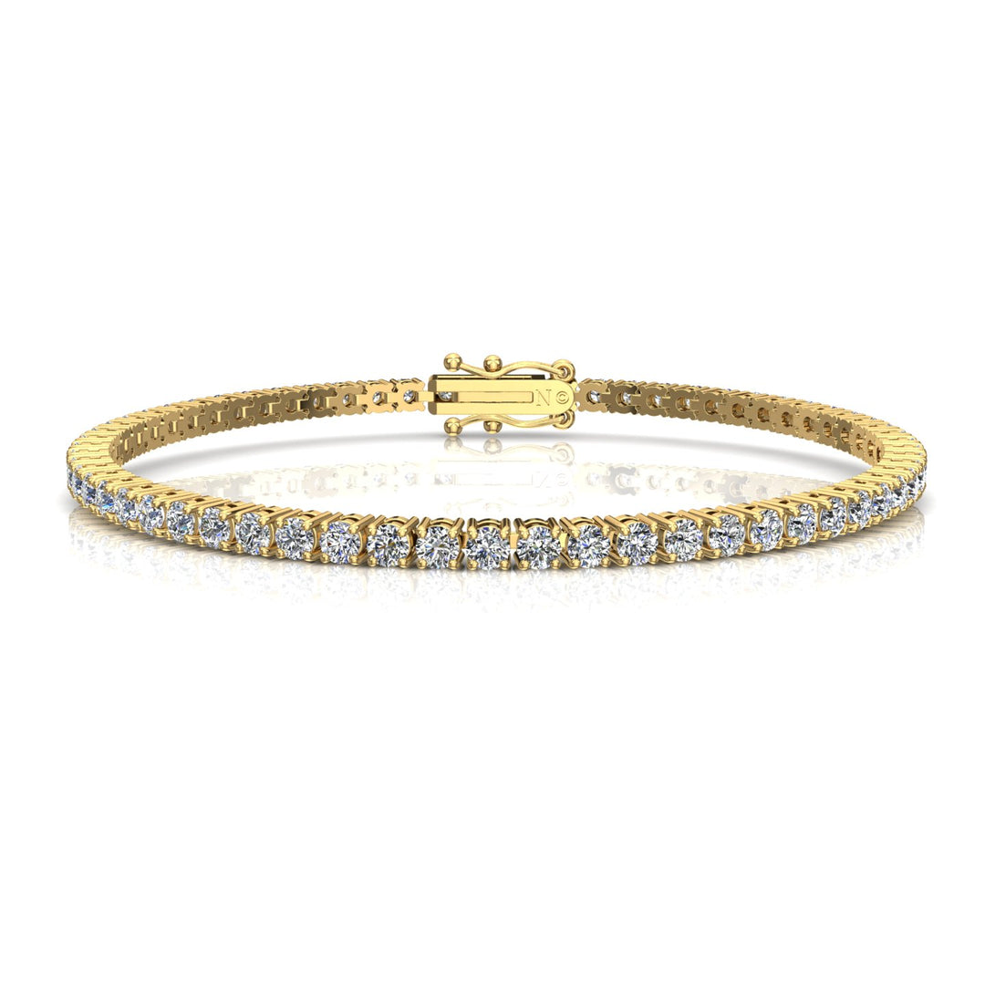 Bracelet diamants naturels ronds 4.16 carats or jaune Ely