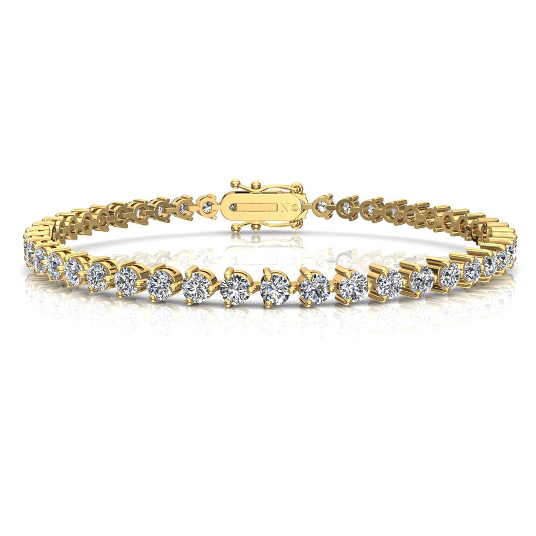 Bracelet diamants naturels ronds 7.42 carats or jaune Cristina