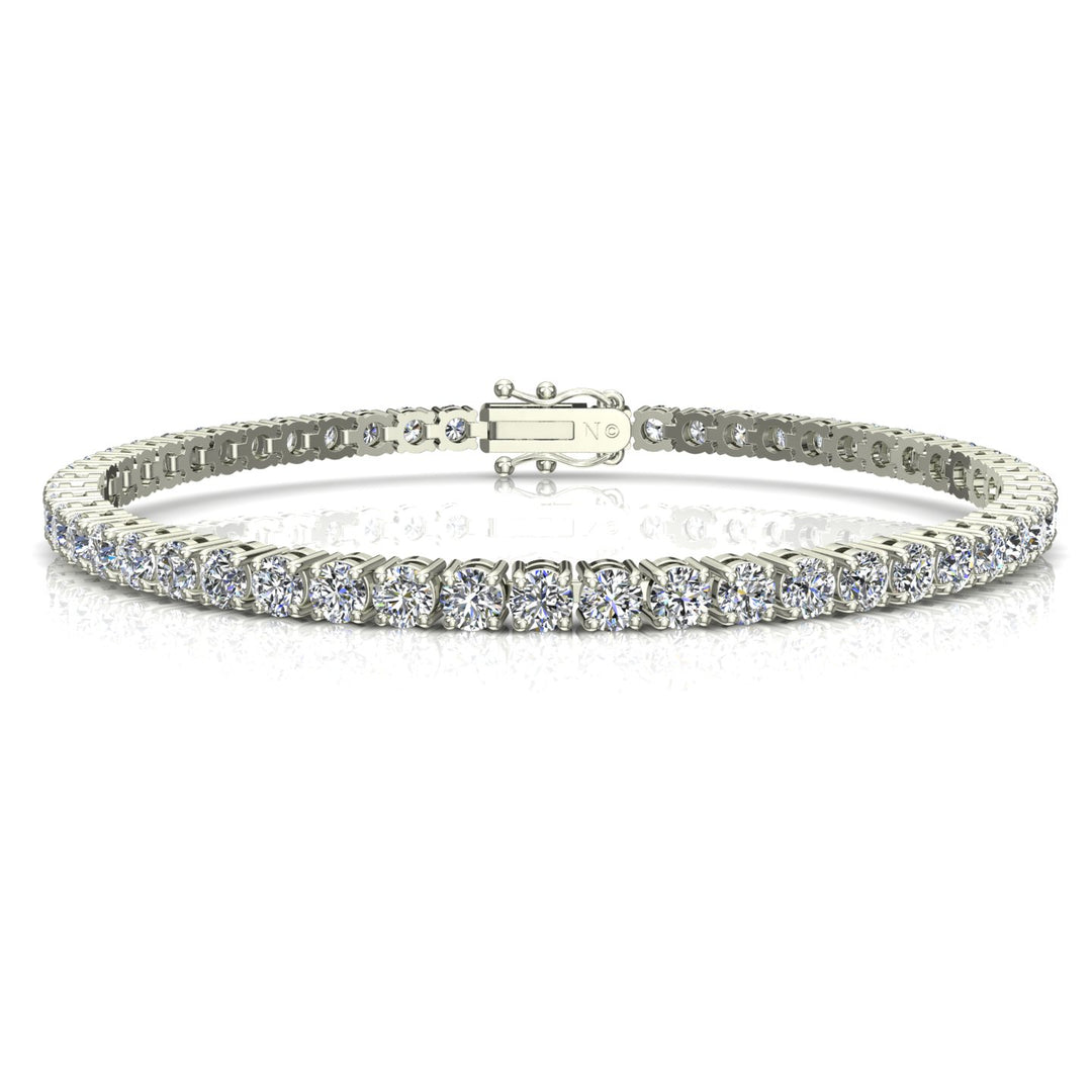 Bracelet diamants naturels ronds 9.38 carats or blanc Ely