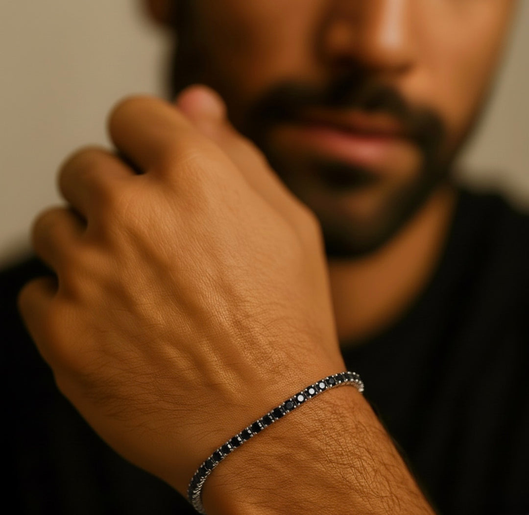 Bracelet diamants noirs ronds 7.00 carats platine Dante