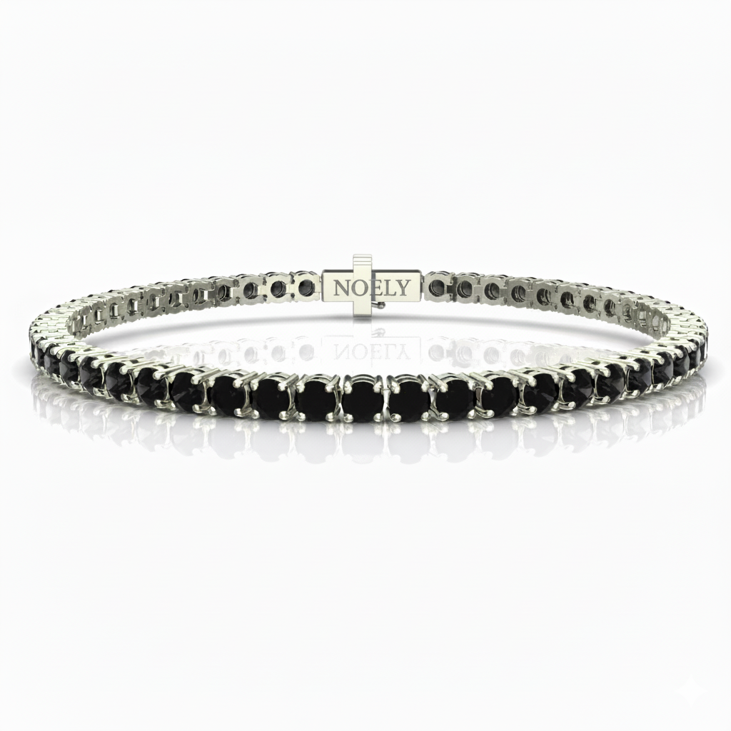 Bracelet diamants noirs ronds 7.00 carats platine Dante