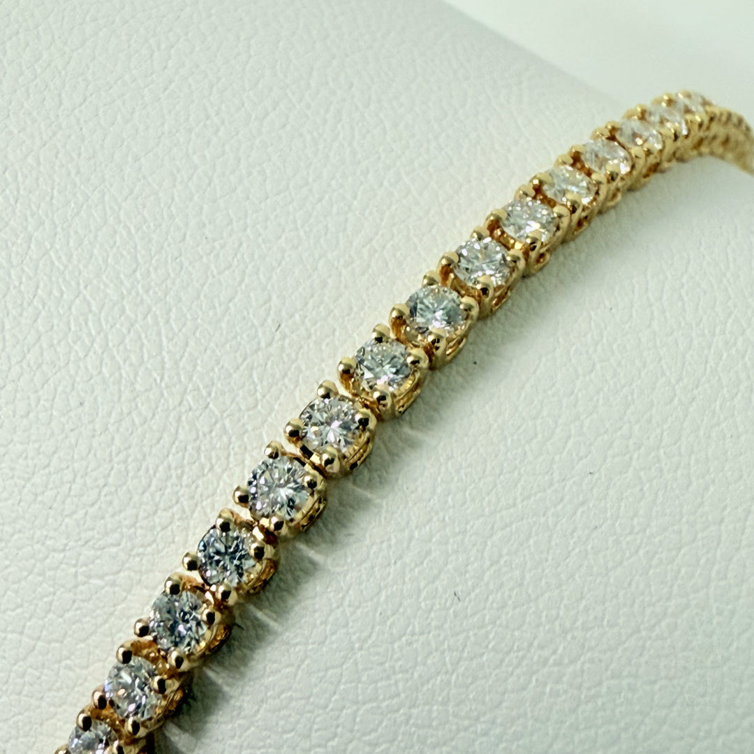 Bracelet diamants ronds 3.14 carats or jaune Ely