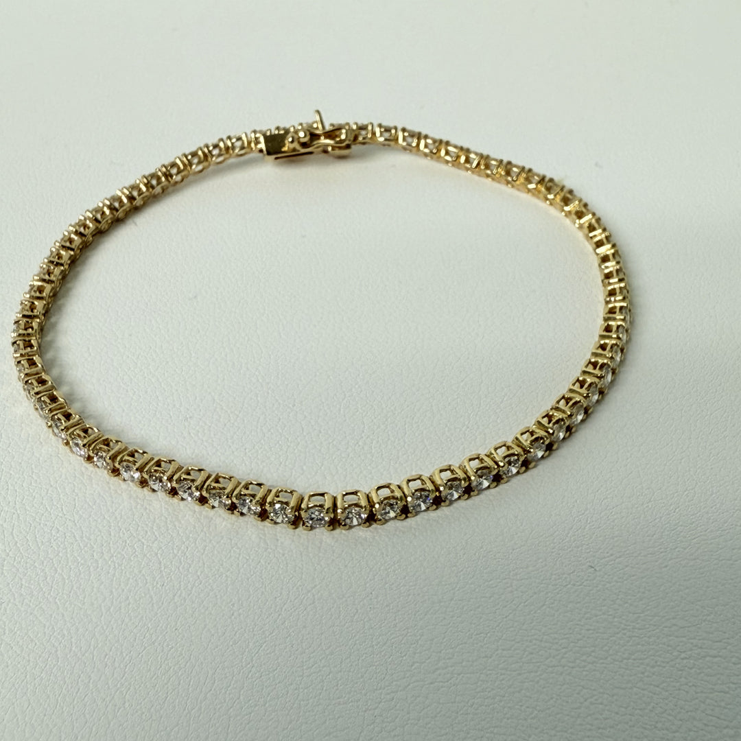 Bracelet diamants ronds 3.14 carats or jaune Ely