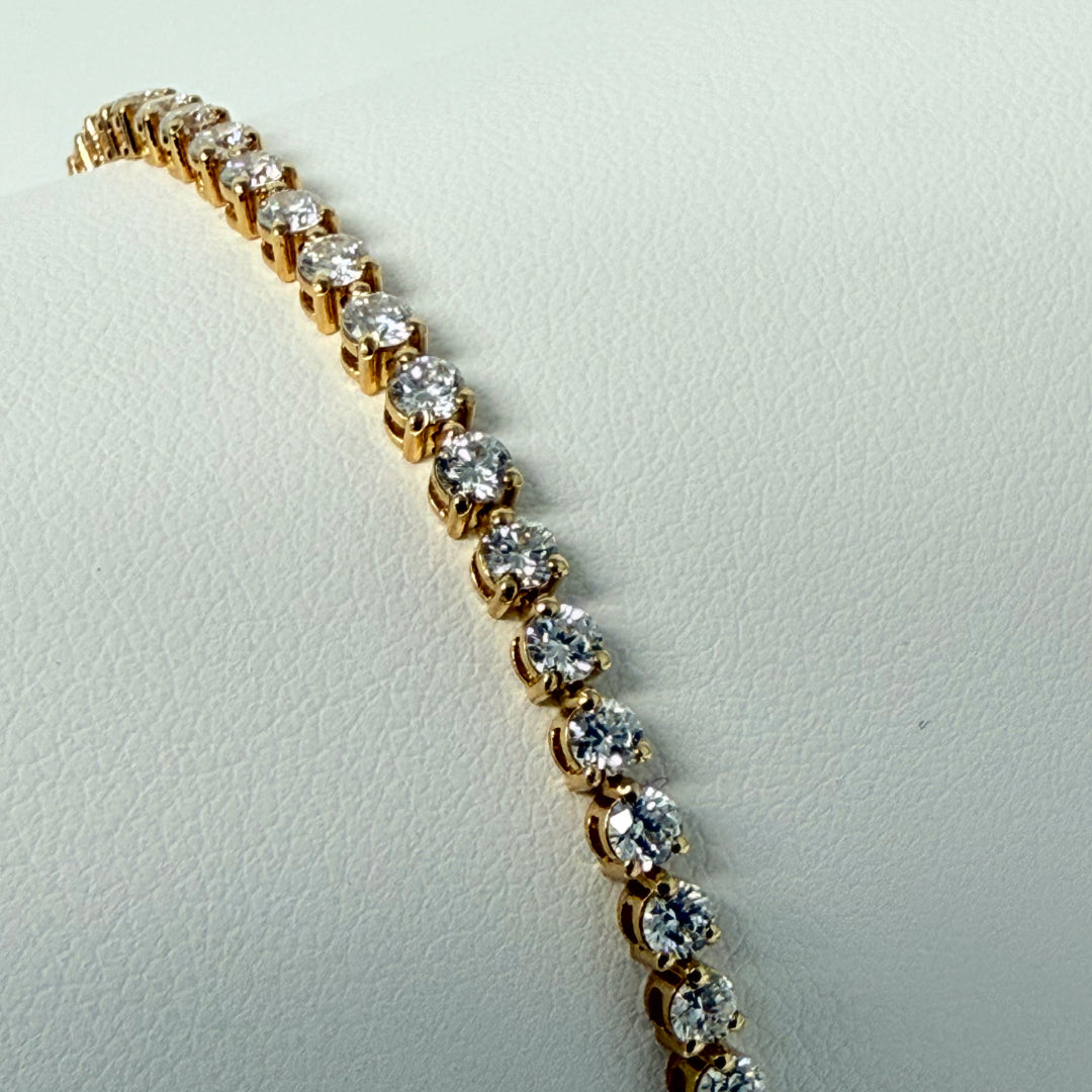 Bracelet diamants ronds 3.80 carats or jaune Cristina