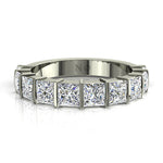 Charger l'image dans la visionneuse de la galerie, Demi-alliance 10 diamants naturels princesses 2.00 carat or blanc Lucia