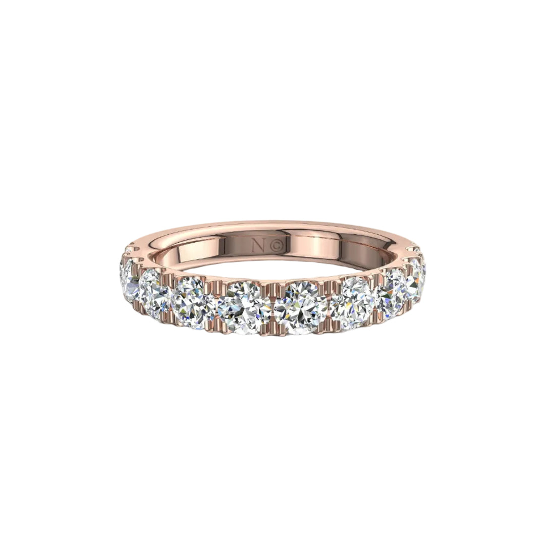 Demi-alliance 10 diamants naturels ronds 1.30 carat or rose Gabriela