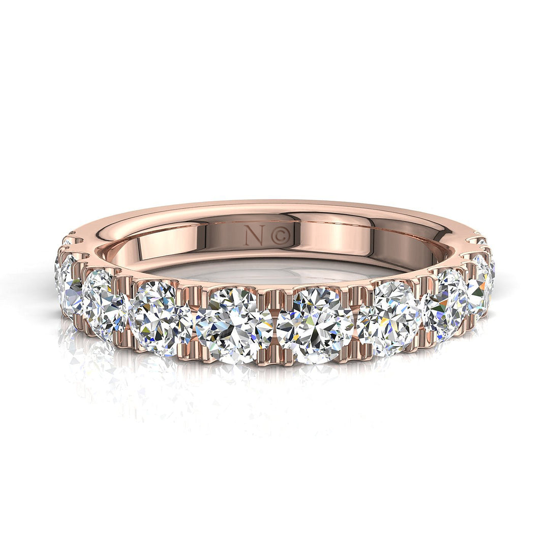Demi-alliance 10 diamants naturels ronds 1.30 carat or rose Gabriela