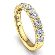 Demi-alliance 10 diamants synthétiques ronds 1.30 carat or jaune Gabriela