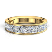 Demi-alliance 11 diamants naturels princesses 2.20 carats or jaune Laura