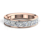 Charger l&#39;image dans la visionneuse de la galerie, Demi-alliance 11 diamants naturels princesses 2.20 carats or rose Laura
