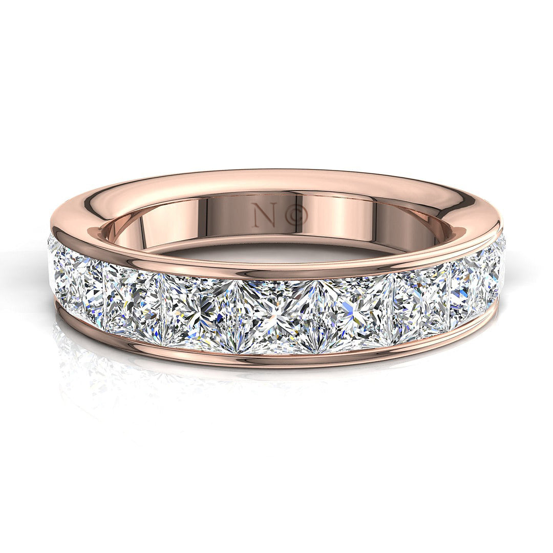 Demi-alliance 11 diamants naturels princesses 2.20 carats or rose Laura