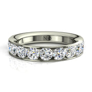 Demi-alliance 11 diamants naturels ronds 1.30 carat or blanc Antonia