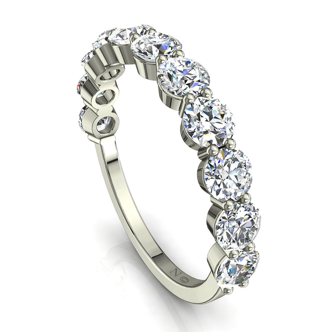 Demi-alliance 11 diamants naturels ronds 1.30 carat or blanc Daniela