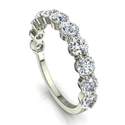 Demi-alliance 11 diamants naturels ronds 1.30 carat or blanc Daniela