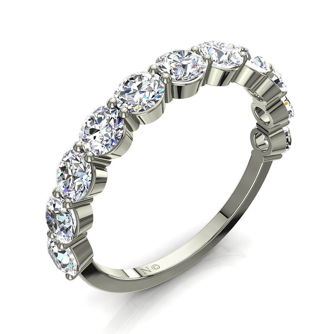 Demi-alliance 11 diamants naturels ronds 1.30 carat or blanc Daniela