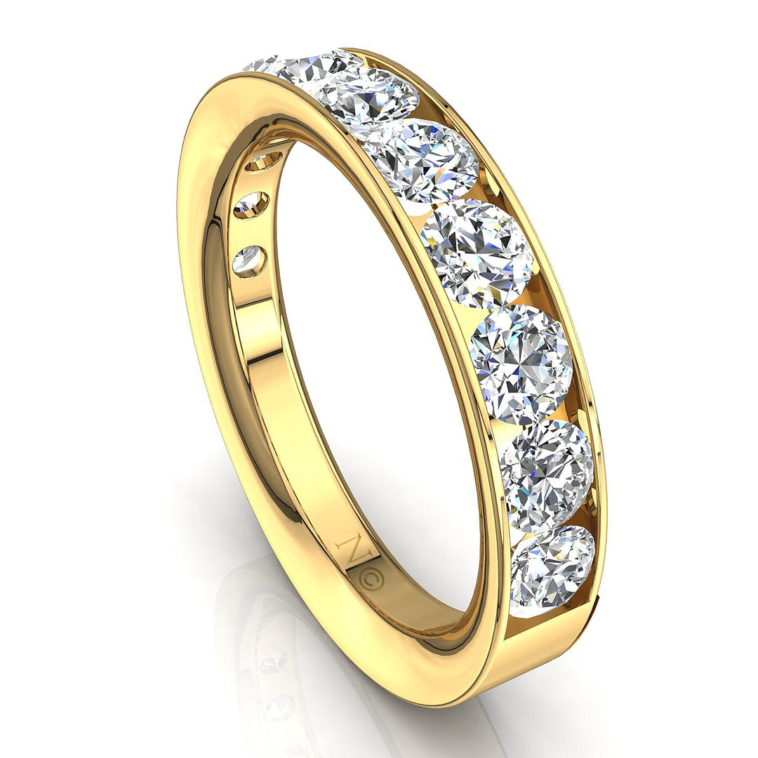 Demi-alliance 11 diamants naturels ronds 1.30 carat or jaune Antonia