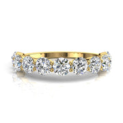 Demi-alliance 11 diamants naturels ronds 1.30 carat or jaune Daniela
