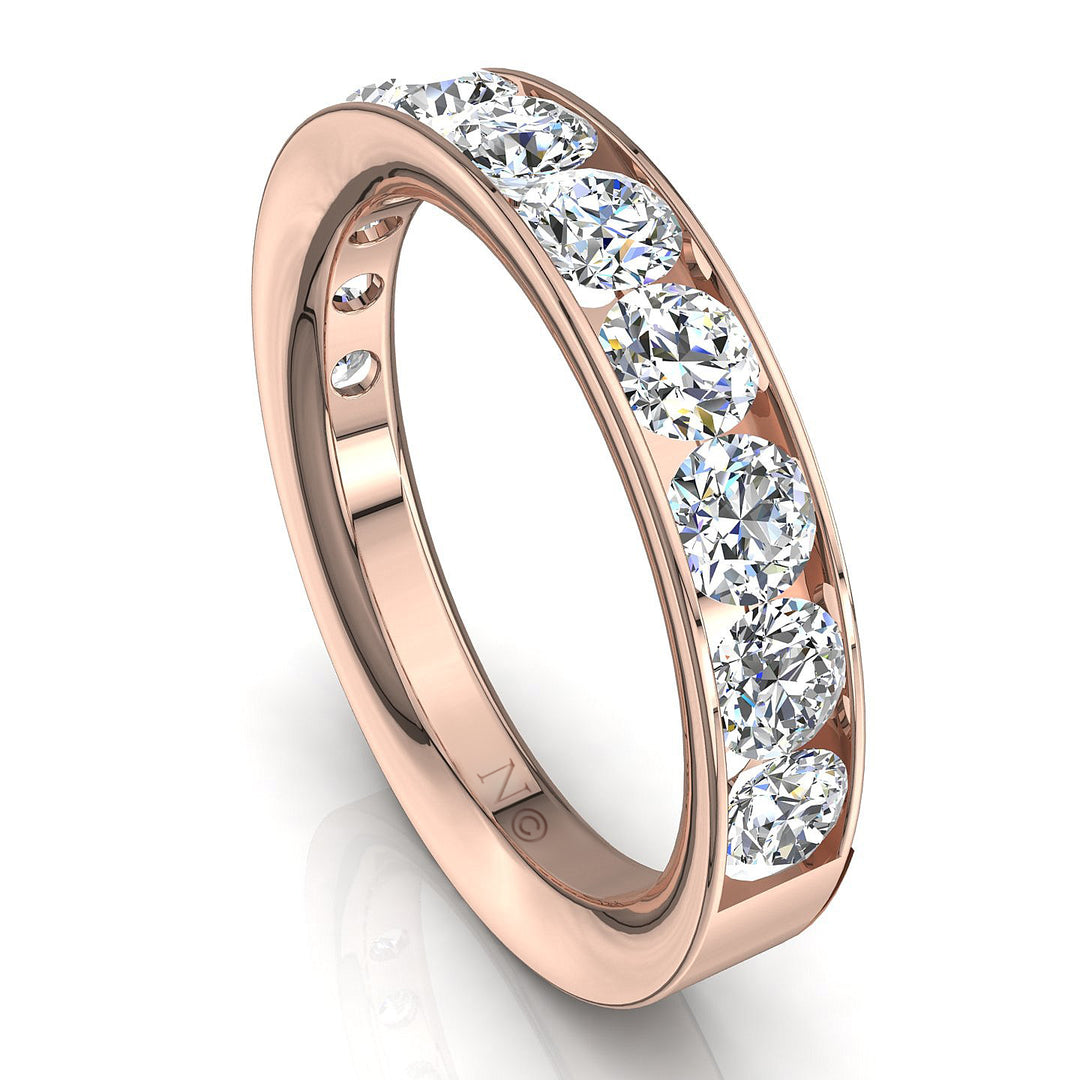 Demi-alliance 11 diamants naturels ronds 1.30 carat or rose Antonia