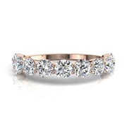 Demi-alliance 11 diamants naturels ronds 1.30 carat or rose Daniela