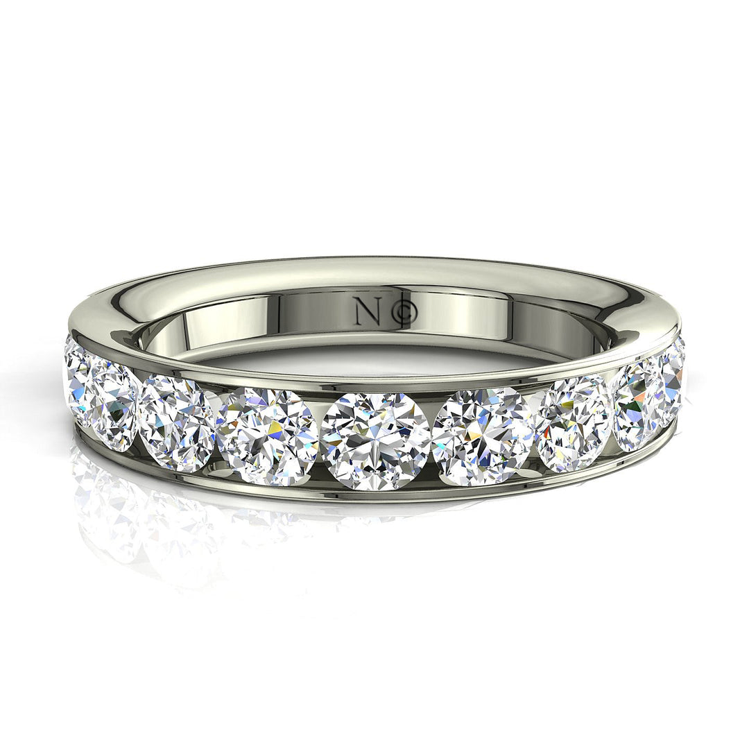 Demi-alliance 11 diamants ronds 1.30 carat or blanc Antonia