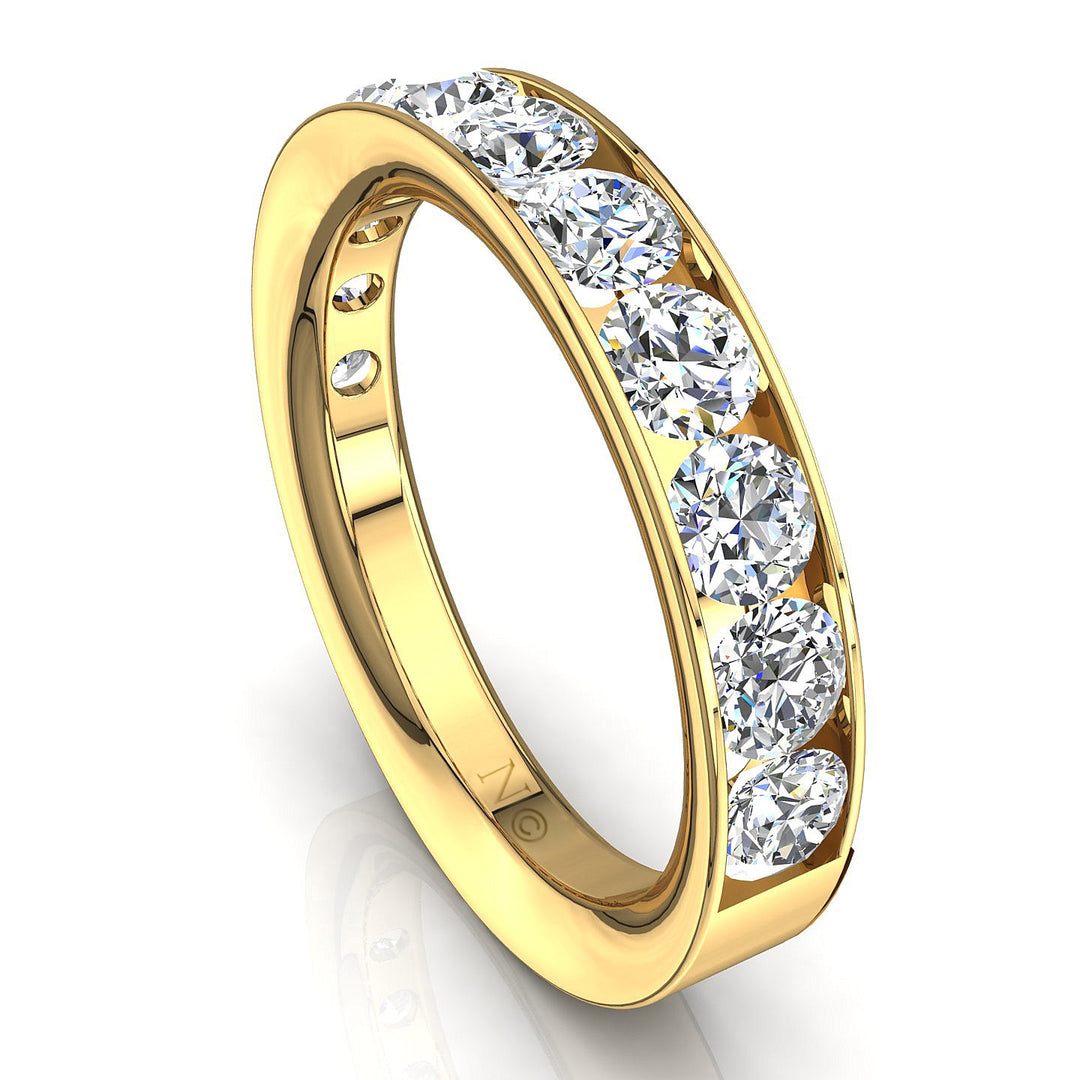 Demi-alliance 11 diamants ronds 1.30 carat or jaune Antonia