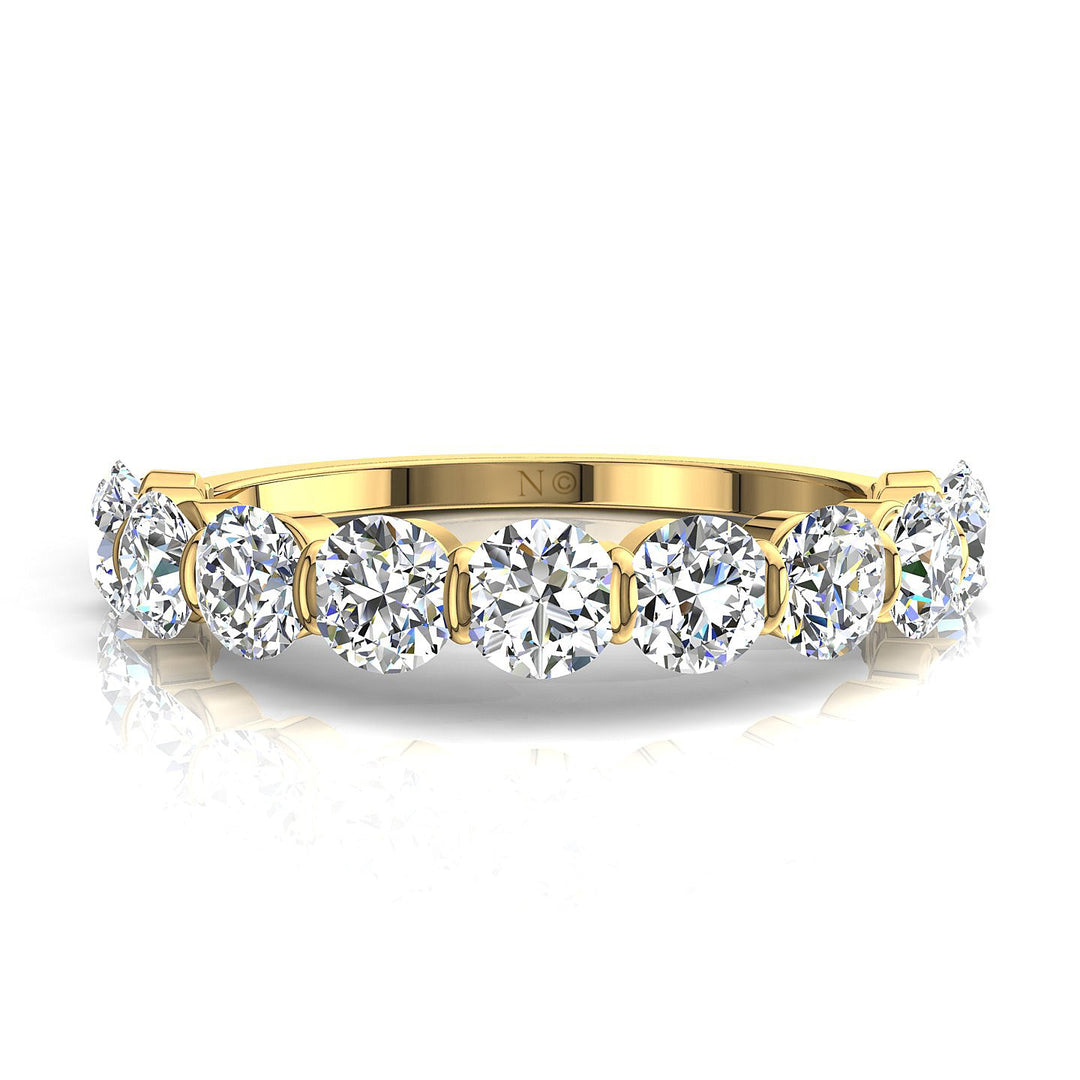 Demi-alliance 11 diamants ronds 1.30 carat or jaune Martina