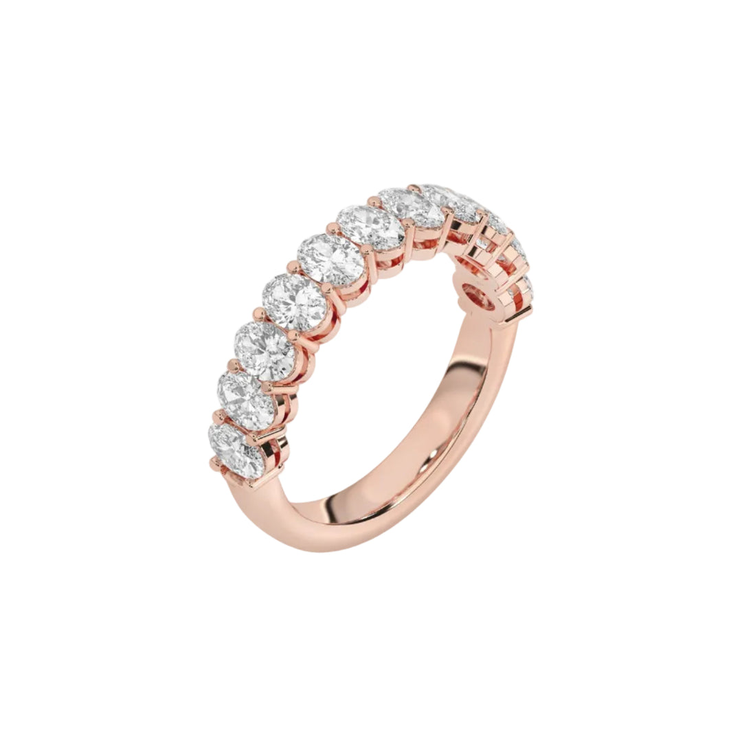 Demi-alliance 11 diamants synthétiques ovales 1.65 carat or rose Emanuela
