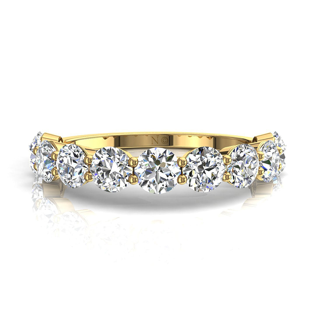 Demi-alliance 11 diamants synthétiques ronds 1.30 carat or jaune Daniela