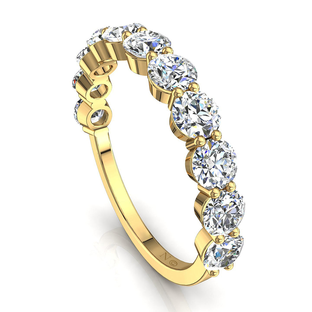 Demi-alliance 11 diamants synthétiques ronds 1.30 carat or jaune Daniela