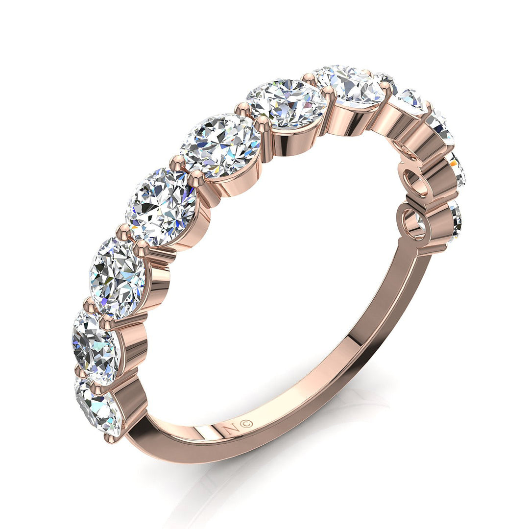 Demi-alliance 11 diamants synthétiques ronds 1.30 carat or rose Daniela