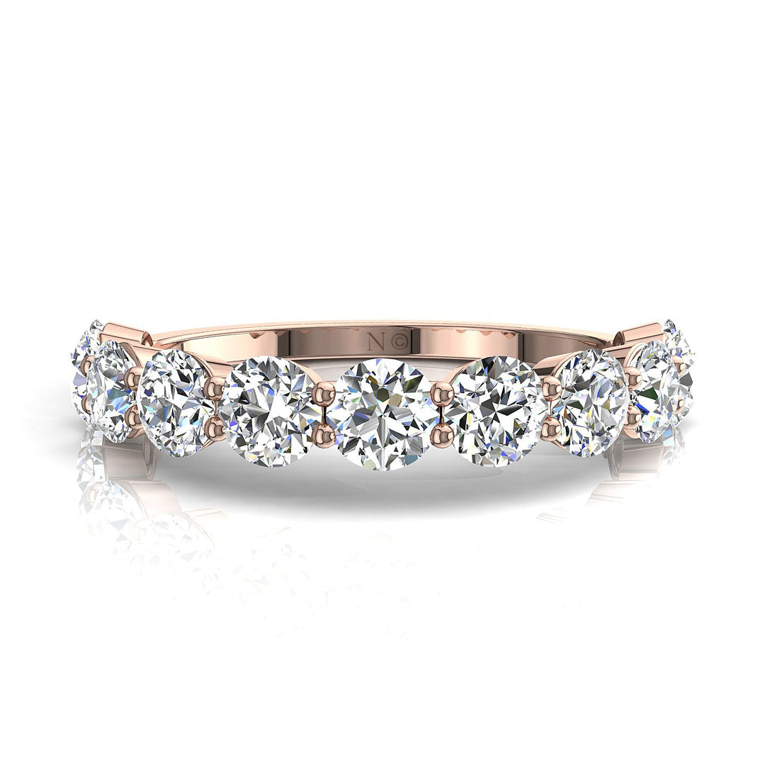 Demi-alliance 11 diamants synthétiques ronds 1.30 carat or rose Daniela