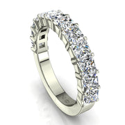 Demi-alliance 12 diamants naturels princesses 2.40 carats or blanc Eleonora