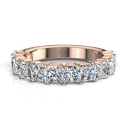 Demi-alliance 12 diamants naturels princesses 2.40 carats or rose Eleonora