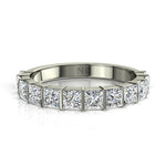 Charger l&#39;image dans la visionneuse de la galerie, Demi-alliance 12 diamants princesses 1.30 carat or blanc Lucia
