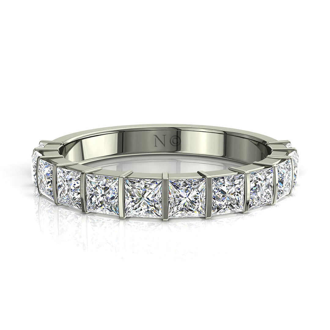 Demi-alliance 12 diamants princesses 1.30 carat or blanc Lucia