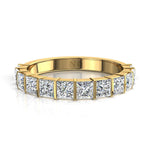 Load image into Gallery viewer, Demi-alliance 12 diamants princesses 1.30 carat or jaune Lucia
