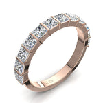 Charger l&#39;image dans la visionneuse de la galerie, Demi-alliance 12 diamants princesses 1.30 carat or rose Lucia
