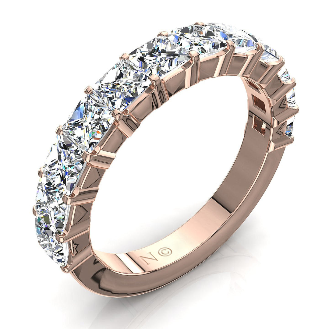 Demi-alliance 12 diamants princesses 2.40 carats or rose Eleonora