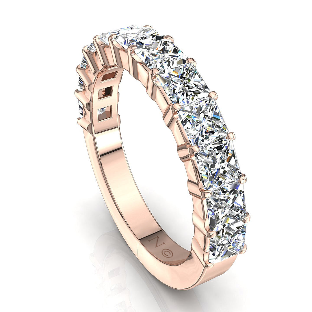 Demi-alliance 12 diamants princesses 2.40 carats or rose Eleonora