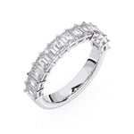 Charger l&#39;image dans la visionneuse de la galerie, Demi-alliance 13 diamants naturels Émeraudes 1.70 carat or blanc 14 carats Flavia
