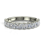 Demi-alliance 13 diamants naturels princesses 1.60 carat or blanc Eleonora