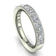 Demi-alliance 15 diamants naturels princesses 1.80 carat or blanc Laura