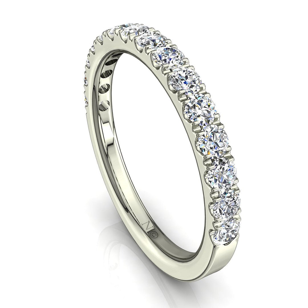 Demi-alliance 15 diamants naturels ronds 0.60 carat or blanc Gabriela